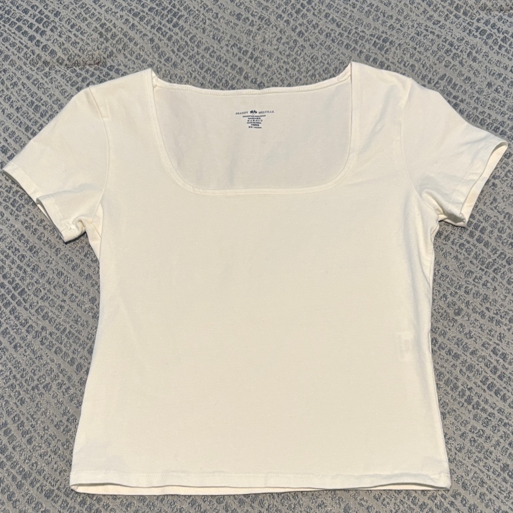 Brandy Melville Cream Square Neck Tee